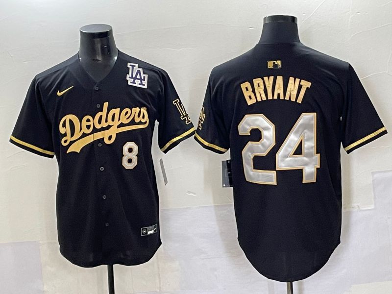 Men 2025 Los Angeles Dodgers #24 Bryant Black gold Nike MLB Jersey style 7077